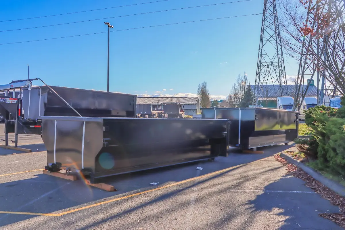 Roll-off dumpster ready for waste disposal at job site for 8 Yard Dumpster Rental in North Caldwell